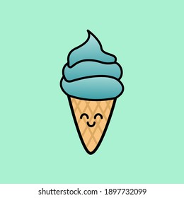 Ilustración vectorial del lindo helado kawaii. apto para pegatinas, decoración, icono de marca