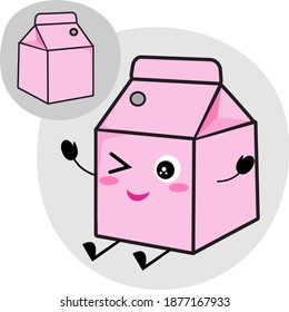 vector illustration of cute and kawaii milk box packaging characters, for logos, icons, symbols, mascots, and backgrounds.