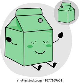vector illustration of cute and kawaii milk box packaging characters, for logos, icons, symbols, mascots, and backgrounds. green color