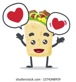 vector illustration of cute kebab mascot (character) bring heart (love)