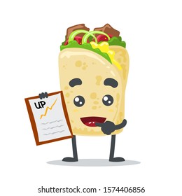 vector illustration of cute kebab mascot (character) presetation with clipboard 