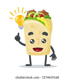 vector illustration of cute kebab mascot (character) got idea