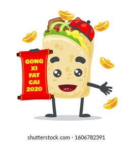 vector illustration of cute kebab mascot or character