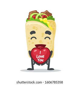 vector illustration of cute kebab mascot or character give love symbol says i love you