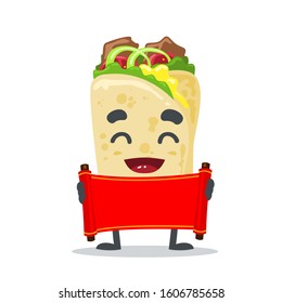 vector illustration of cute kebab mascot or character holding scroll