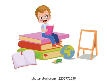 Ilustración vectorial de niños lindos con bloques Abc, letras abc