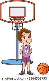 Vector illustration of cute kids basketball player