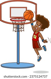 vector Illustration of cute kids basketball playing