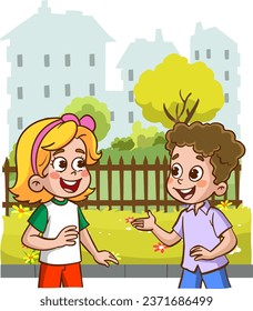 vector illustration of cute kids chatting