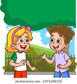 vector illustration of cute kids chatting