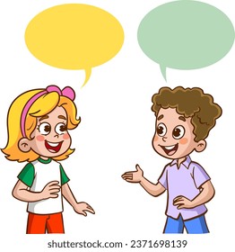 vector illustration of cute kids chatting