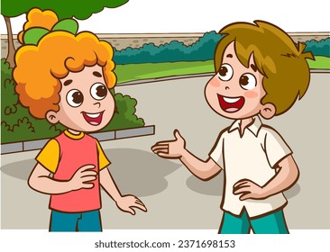 vector illustration of cute kids chatting