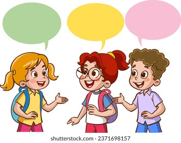 vector illustration of cute kids chatting