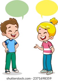 vector illustration of cute kids chatting