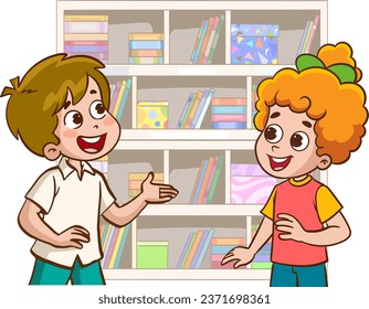 vector illustration of cute kids chatting