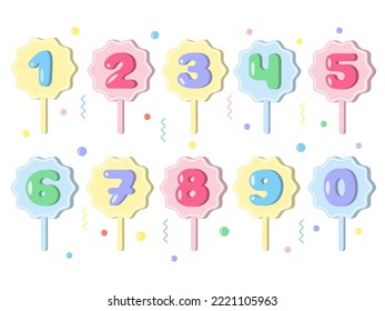 Vector Illustration of Cute Kids Numbers.