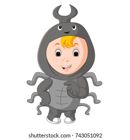 vector illustration of cute kids wearing animal costumes