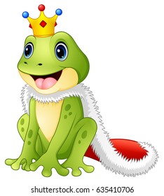 Vector illustration of Cute king frog cartoon