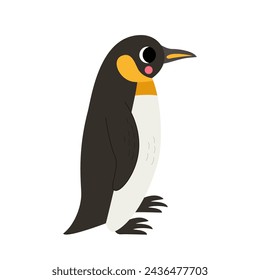 Vector illustration of cute king penguin isolated on white background.