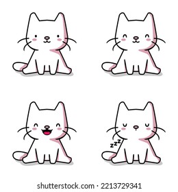 vector illustration of cute kitten emoji