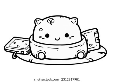 Ilustración vectorial, Ilustración de Kitty Cute, linearato