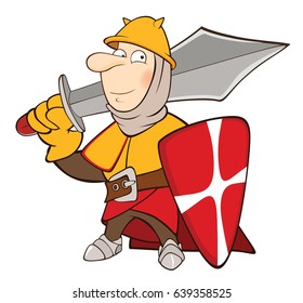 Vector Illustration Cute Knight Cartoon Character Stock Vector (Royalty ...