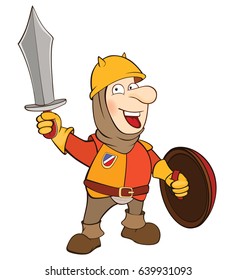 Vector Illustration of a Cute Knight. Cartoon Character 