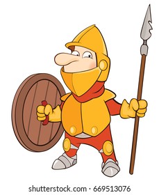Vector Illustration of a Cute Knight. Cartoon Character 