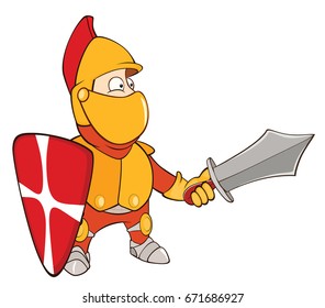 Vector Illustration of a Cute Knight. Cartoon Character 