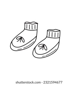 Vector illustration of cute knitted doodle slippers for digital stamp,greeting card,sticker,icon,design