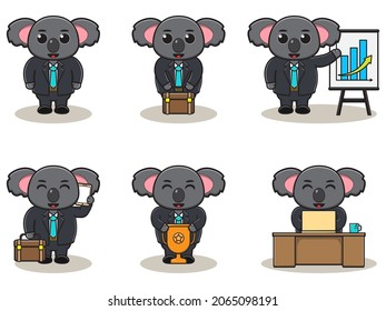 Vector illustration of Cute Koala Businessman. Good for icon, label, sticker, clipart.