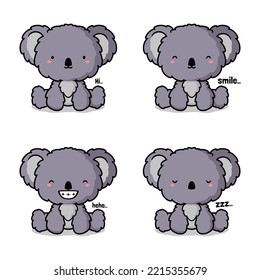 vector illustration of cute koala emoji