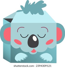 Vector illustration of cute koala gift box for festive kid design isolated on white background