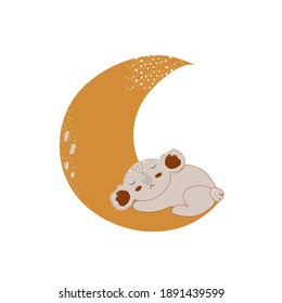 Vector illustration of a cute koala on a cloud.For the design of T-shirts, mugs