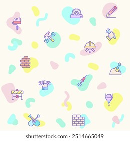 Vector illustration of a cute Labor Day and industry. Collection of engineer, architect, service, job, worker, factory, builder, labour, employee, helmet and other elements. Isolated on beige.