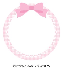 Vektorgrafik eines süßen Spitzenrahmens mit Band. Kreis, Ornament, Gingham Check