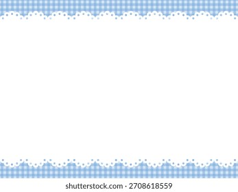 Ilustración vectorial de un lindo marco de estilo de encaje. Gingham check, marco, natural