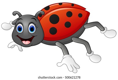Vector illustration of Cute ladybug cartoon 