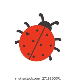 Ilustración vectorial de una mariquita linda. Diseño minimalista y lúdico perfecto para temas de primavera, proyectos infantiles, pegatinas, materiales educativos y tarjetas de felicitación.