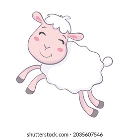 Ilustración vectorial lindo cordero en la caricatura de estilo sobre un fondo blanco