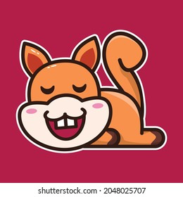 vector illustration of cute lazy squirrel