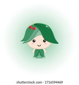 Vector illustration of a cute leaf costume, for printing baby clothes, baby showers. An isolated leaves against a white background.