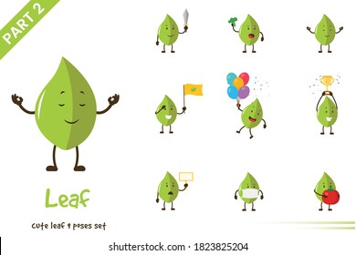 Ilustración vectorial de poses lindas de hoja. Aislado sobre fondo blanco.