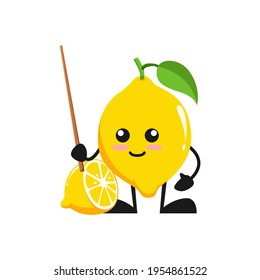 vector illustration of cute lemon fruit education or character teaching. cute lemon fruit Concept White Isolated. Flat Cartoon Style Suitable for Landing Page, Banner, Flyer, Sticker.