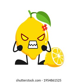 vector illustration of cute lemon fruit expression or character angry. cute lemon fruit Concept White Isolated. Flat Cartoon Style Suitable for Landing Page, Banner, Flyer, Sticker.