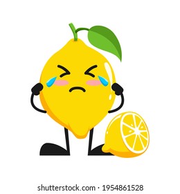 ilustración vectorial de la expresión de la fruta del limón lindo o del llanto del personaje. linda fruta de limón Concepto blanco aislado. Estilo de caricatura plana Adecuado para Aterrizar Página, Cartel, Volante, Pegatina.