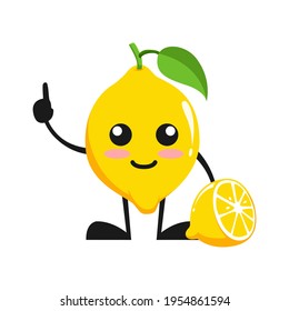 vector illustration of cute lemon fruit or character have good idea. cute lemon fruit Concept White Isolated. Flat Cartoon Style Suitable for Landing Page, Banner, Flyer, Sticker.