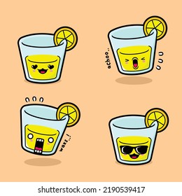 Vector Illustration Of Cute Lemonade Emoji