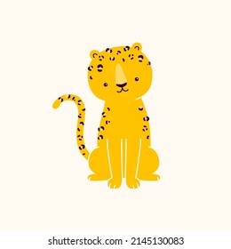 Vector illustration of a cute leopard. Isolated on white background