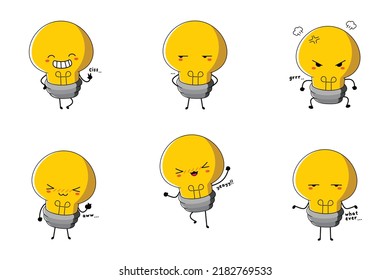vector illustration of cute light bulb emoji